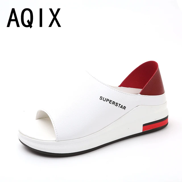 2018 Summer women sandals wedges sandals ladies open toe round toe zipper black Red Green platform sandals shoes size 35-39