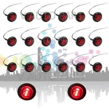 

Tkeapl THTMH 20X Mini 3/4 inch 12V Round Truck Marker fit for Boat Tailer Lorry Light RED 3 LED Bullet Grommet