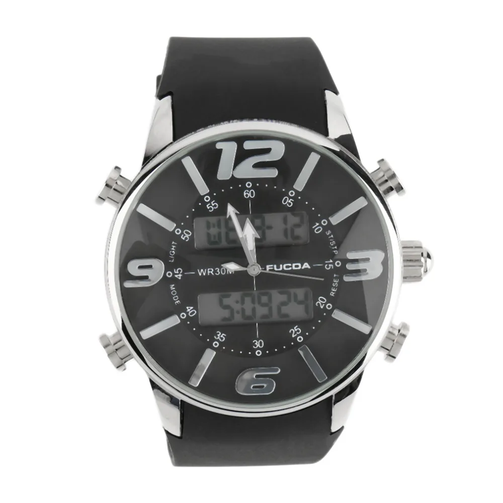 

Fashion Quality Round Quarts Wrist Watch Stylish Silicon Watch with silver/black color relogio
