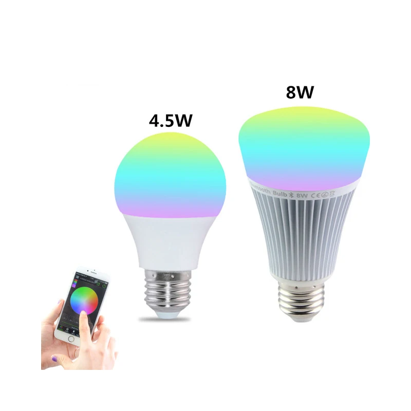 RGBW 4.5W / 8W E27 Smart Led Bulbs Bluetooth 4.0 Dimmable Lamps Smartphone App Remote Control 85-265V 120V 220V | Лампочки