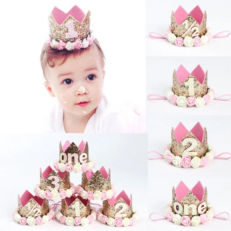 

1pcs Children Rose Crown Digital Hair Band Baby birthday Party Show Photo Headdress Infant Headbands hair accessories