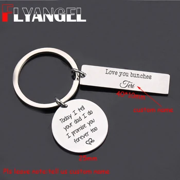 

FLYANGEL Wedding Keychain Custom Engraved Name Keyring Step Daughter Key Tag Blended Family Bonus Daughter Key Holder Gifts