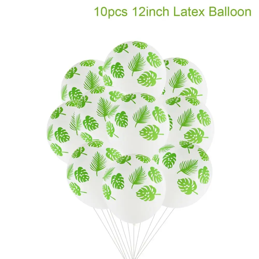 QIFU зеленые воздушные шары с пальмовым листом, с изображением животных, Балон, счастливый декор для вечеринки в честь Дня Рождения, Детские джунгли сафари вечерние принадлежности, Гавайские вечерние украшения - Цвет: 12inch White Balloon