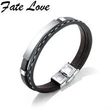 Любовь судьба идентификации ювелирных изделий гравировка ID браслет для Для мужчин из искусственной кожи браслет Сеть ювелирных подарок FL1269