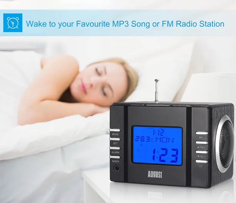 August MB300 Clock Radio Receiver with 2x3w HiFi Loud Speakers