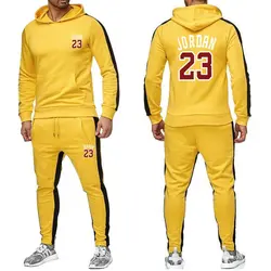 2019 новый бренд 23 спортивный костюм мужское термобелье мужские спортивные наборы флисовый Досуг плотное худи + штаны спортивный костюм