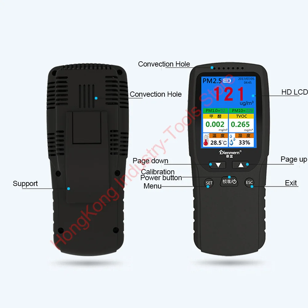 Новая Технология цифровой детектор формальдегида HCHO TVOC PM1.0 PM2.5 PM10 анализатор газа бытовой PM1.0 2,5 10 анализатор качества воздуха