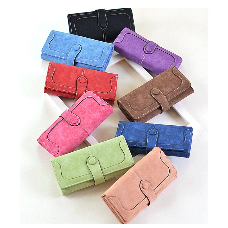 

Many Departments Faux Suede Long Wallet Women Matte Leather Lady Purse High Quality Female Wallets Card Holder Clutch Carteras