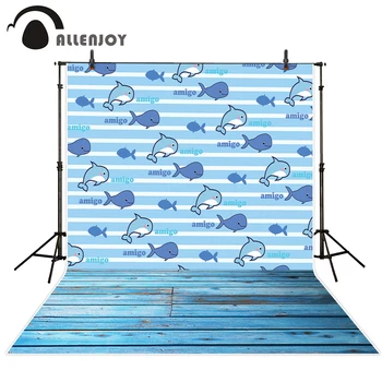 

Allenjoy photography Blue whale amigo stripes for Birthday Celebration photography backdrops wallpaper excluding stand