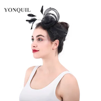 

Crinoline black hats Fascinator headband party show vintage hair accessories millinery cocktail wedding female elegant headwear