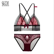 QIZHIMIAO сексуальное ультратонкое прозрачное кружевное нижнее белье без косточек лоскутный комплект дышащего нижнего белья