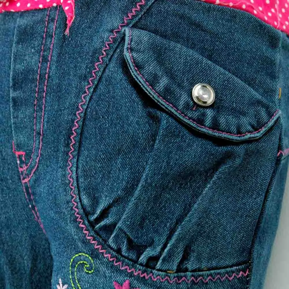 От 2 до 6 лет Детские узкие джинсы детские брюки со стразами и цветочной вышивкой