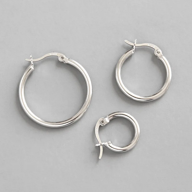 HFYK 925 sterling silver earrings thickness 2mm hoop earrings for women