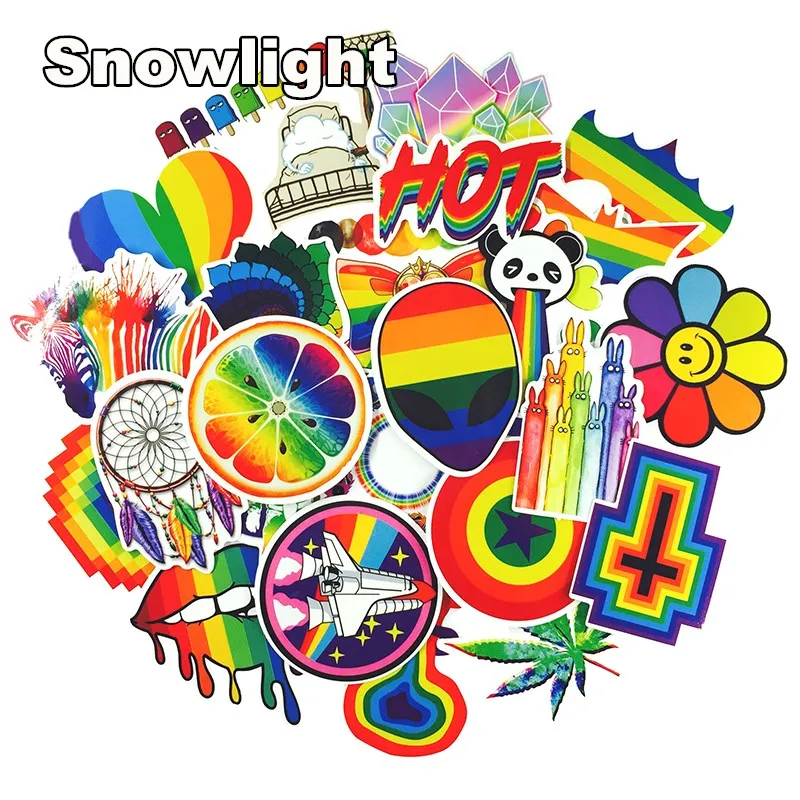 

30 PCS Rainbow sticker Anime Icon Animal Cute Decals Stickers Gifts for Children to Laptop Suitcase Guitar Fridge Bicycle Car