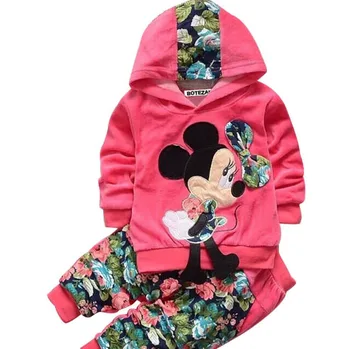 

New 2019 children's fashion cartoon girls clothing sets baby & kids clothing set minnie children hoodies and pant set