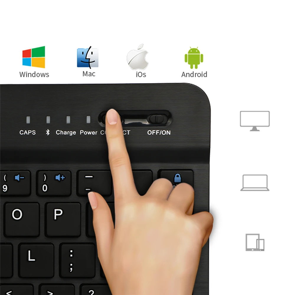 Kemile тонкая портативная беспроводная bluetooth-клавиатура с подсветкой для IPad ноутбука планшета смартфона IOS Android Windows универсальный