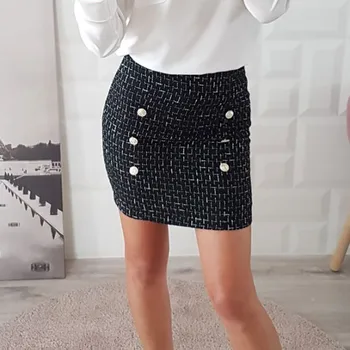 Summer Sexy Skirts Women Sexy Solid Button High Waist Zipper Pencil Mini Skirt Bandage Slim Vintage Gothic Faldas Femme 2019 Summer Sexy Skirts Women Sexy Solid Button High Waist Zipper Pencil Mini Skirt Bandage Slim Vintage Gothic Faldas Femme 2019