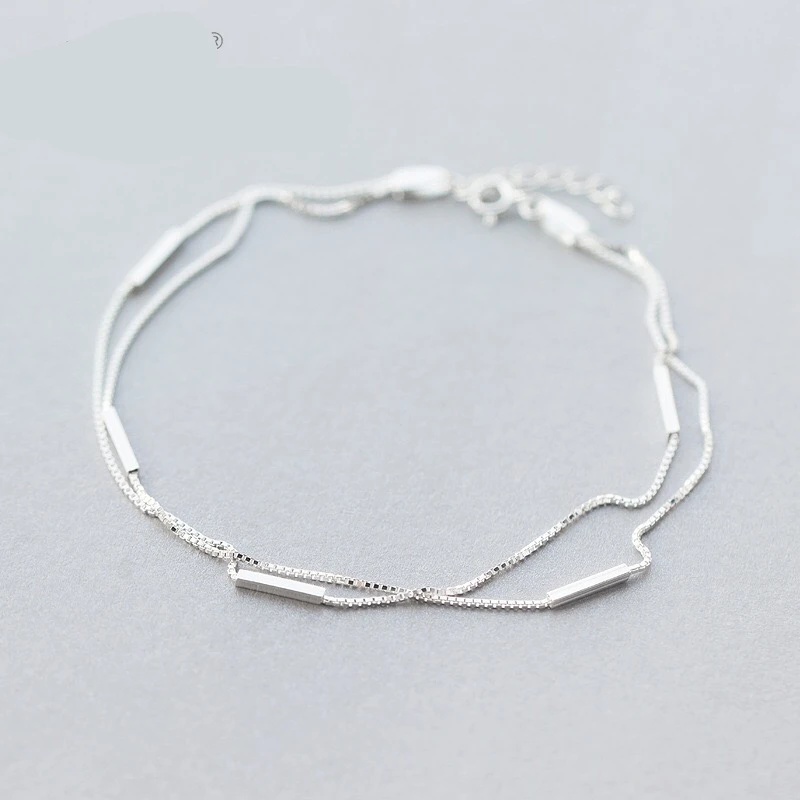 925 Sterling Silver Fashion Two Layers Snake Chain Anklet For Women S925 Ankle Chain Bracelet Adjustable Length 925 Sterling Silver Fashion Two Layers Snake Chain Anklet For Women S925 Ankle Chain Bracelet Adjustable Length