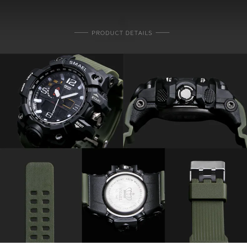 Smael мужские наручные часы многофункциональный двойной дисплей циферблат Открытый водонепроницаемый мужские спортивные часы электронные часы relogios digitais