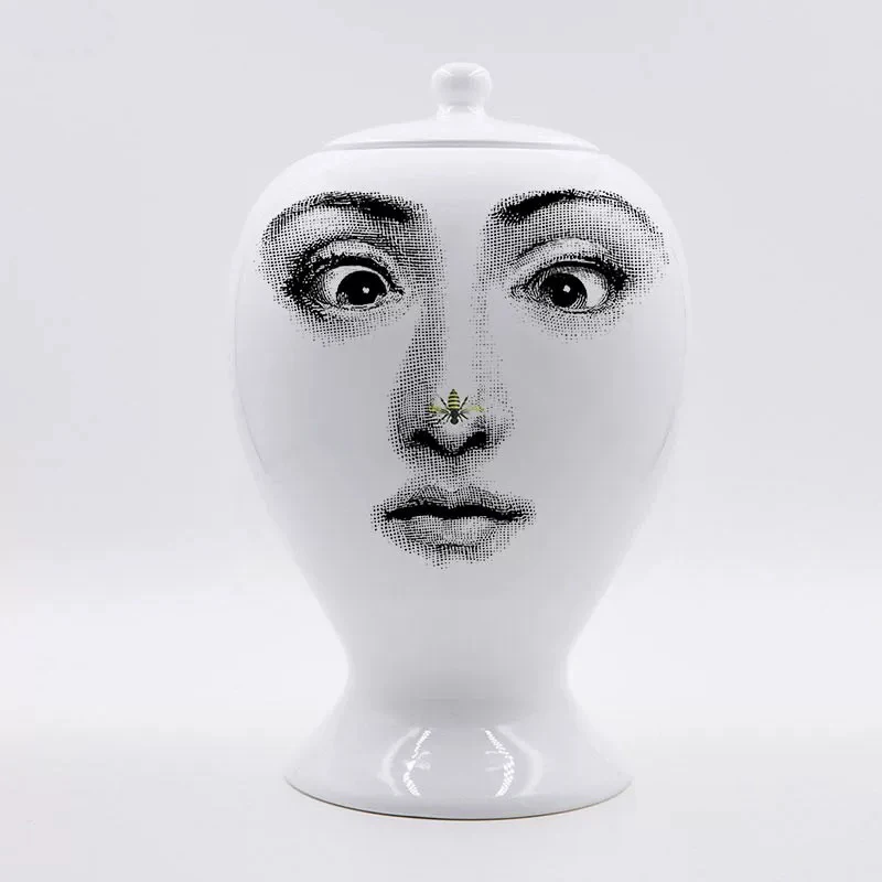 Креативный дизайн узор Италия Милан Розенталь Rosenthal Piero fornasetti ваза Гостиная Украшенные запечатывания фарфоровая ваза - Цвет: 6