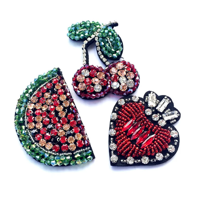 3pcs sequins Rhinestones beads appliques patches trim sewn onin