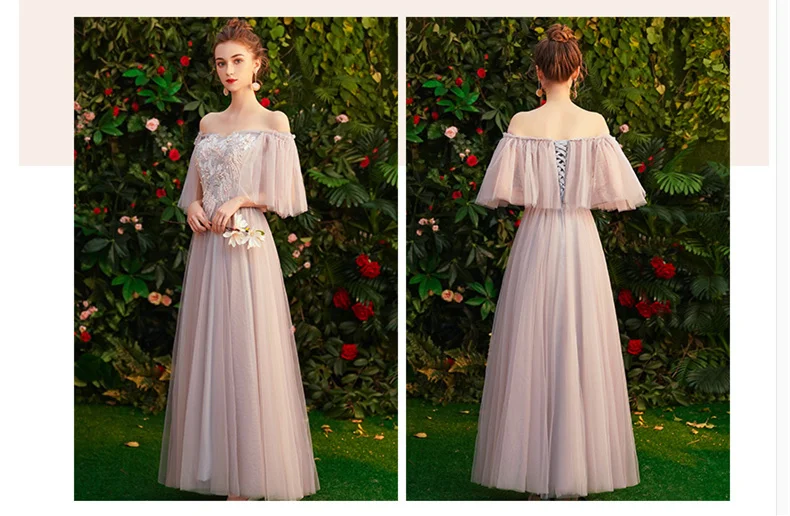 Robe De Soriee новые тюлевые Платья для подружек невесты Mismatched с аппликацией, отделкой бисером A-Line Длинные свадебные вечерние платья Формальное вечернее платье