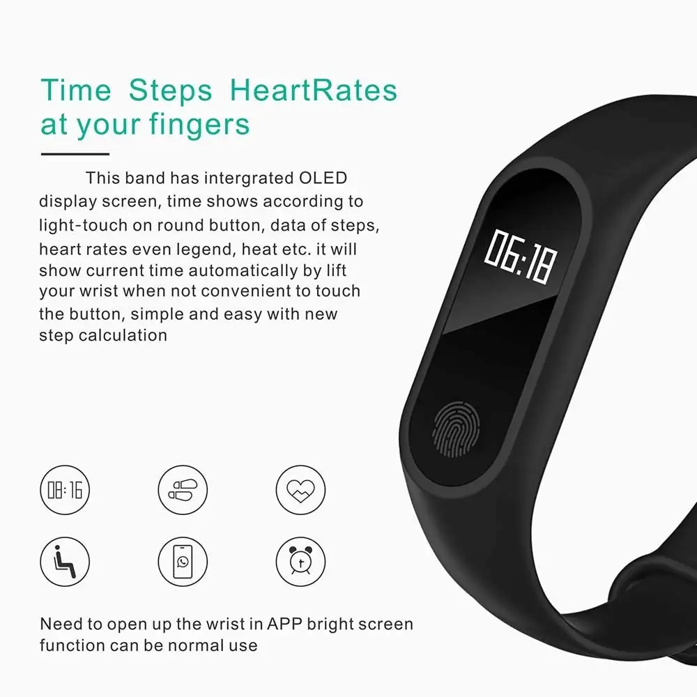 Kebidu смарт-браслет часы M2 браслет для IPhone с функцией сердечного ритма водонепроницаемый сенсорный экран Bluetooth фитнес Шагомер