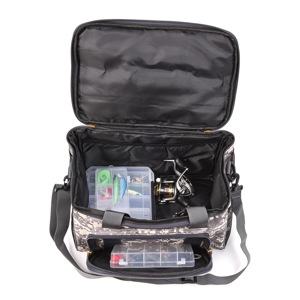 

Portable Large Capacity Fishing Bag Canvas Fishing Lure Reel Shoulder Waist Backpack Big Bag for Carp Fishing 37 * 25 * 25cm