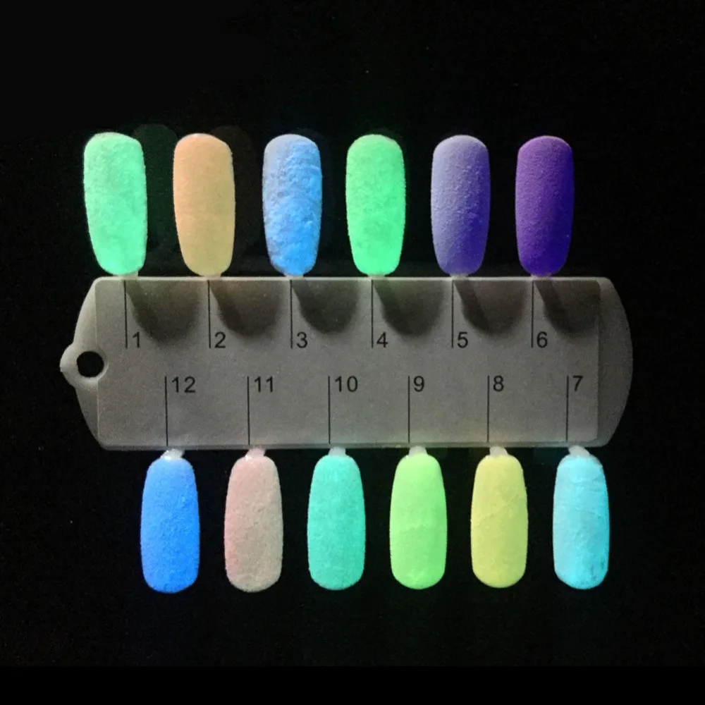 Светящийся порошок для ногтей 12 цветов|powder glow in dark|nail polish powderglow dark powder |