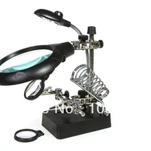 2.5X 7.5X 10X Светодиодная лампа с увеличительным стеклом помощь рука Вспомогательный зажим Аллигатор клип стенд зажим инструмент увеличительное стекло