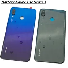 6,3 дюймов для huawei Nova 3 Nova3 стеклянная задняя крышка для батареи, чехол для двери, задняя часть с объективом для камеры+ клейкая наклейка