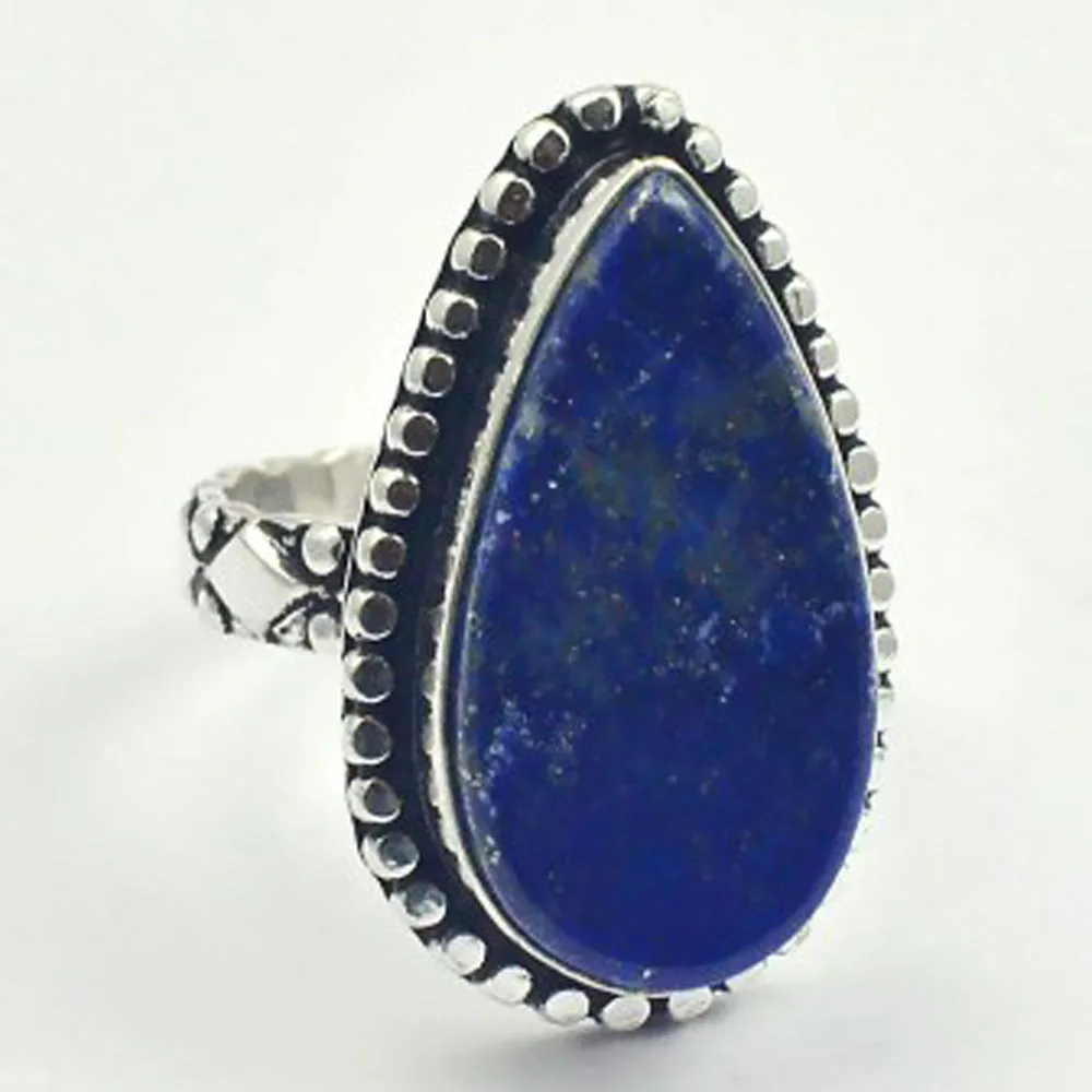 

Lapis Lazuli Ring Silver Overlay over Copper, USA Size 8 , R3555