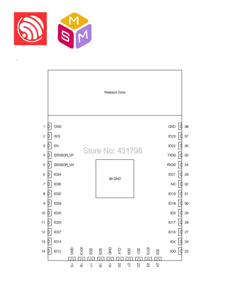 ESP32-WROVER-IB AIoT Espressif SoC двухъядерный Wi-Fi и BT/BLE модуль беспроводной/Прозрачная передача/последовательный порт/SPI/Bluetooth