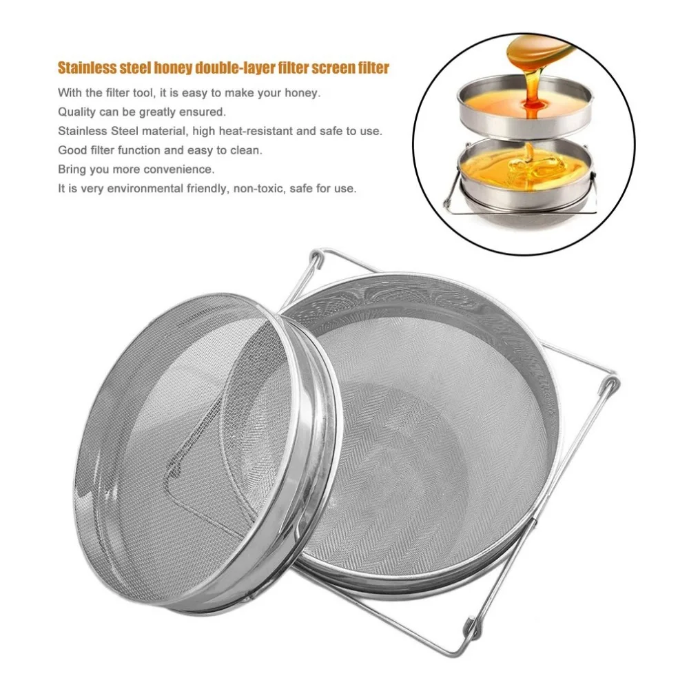 

Bilayer Honey Filters Strainer Network Stainless Steel Screen Mesh Filter Beekeeping Tools Honey Tools High Quality