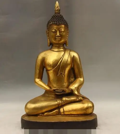 

S03480 China Copper Bronze Temple Thailand Buddhism Tathagata Sakyamuni Buddha Statue (B0328)