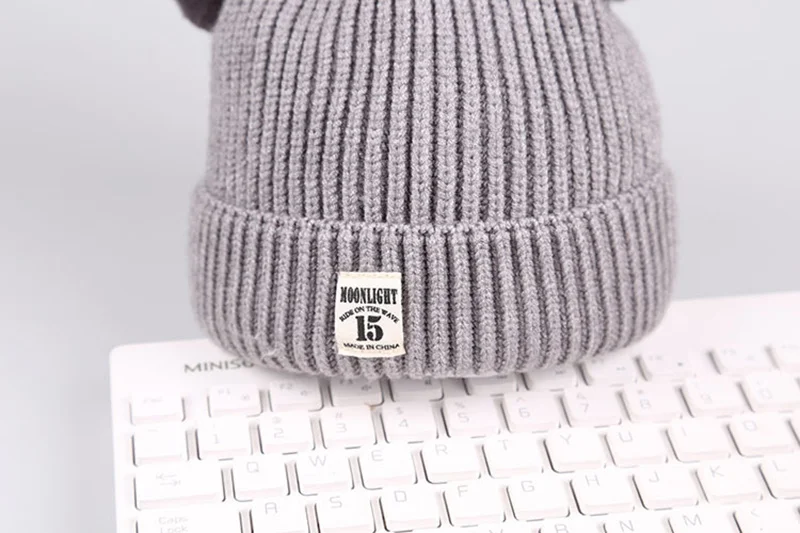 Pompom Knitted Baby Hat Warm Crochet Winter Beanie For Baby Boys Cute Toddler Baby Girls Hat Solid Knit Infant Beanie Hat New (2)