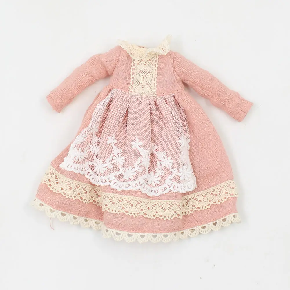 Blyth кукольный ледяной светильник, розовое платье с кружевным шарфом, дамское платье, одежда 1/6 bjd, подходит для куклы 1/6 - Цвет: like the picture