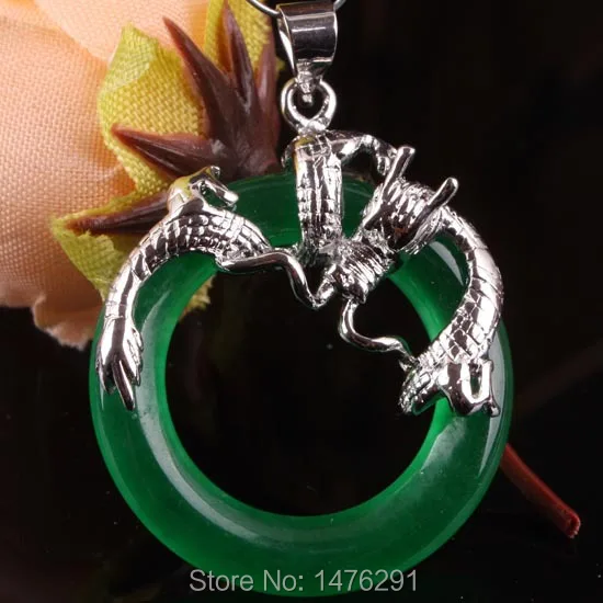 

New Imitation Green Jades Stone Carved Dragon Bead Gems Pendant 1PC