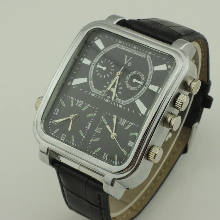 Часы Для мужчин люксовый бренд V6 мужские повседневные часы в стиле милитари спортивные часы relogio masculino Для мужчин s часы V6 брендовые Роскошные наручные часы - Цвет: Черный