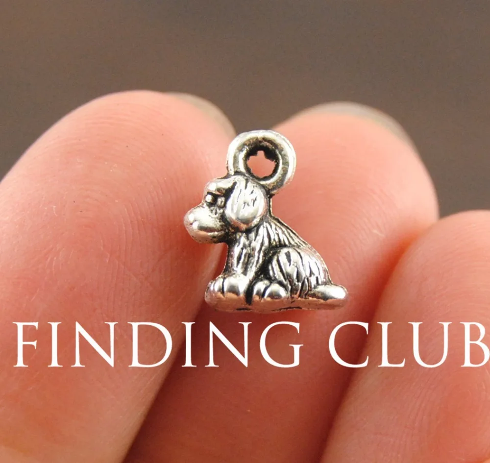 

15 pcs Antique Silver 3D Tiny Dog Charm DIY Metal Bracelet Necklace Jewelry Findings A1105
