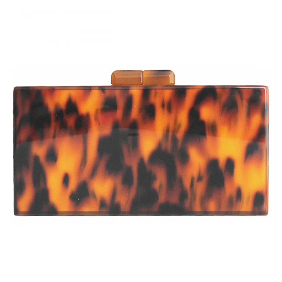 

New Luxury Women's Acrylic Leopard Print Handbag Brand Evening Bag Designer Women Chain Shoulder Messenger Bag Clutch Box Bags
