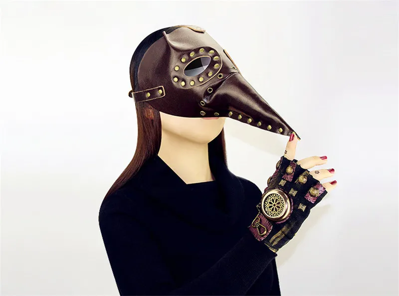 Новый коричневый из искусственной кожи с заклепками унисекс Ретро стимпанк доктор чума маска Готический долго птица клюв маски браслет