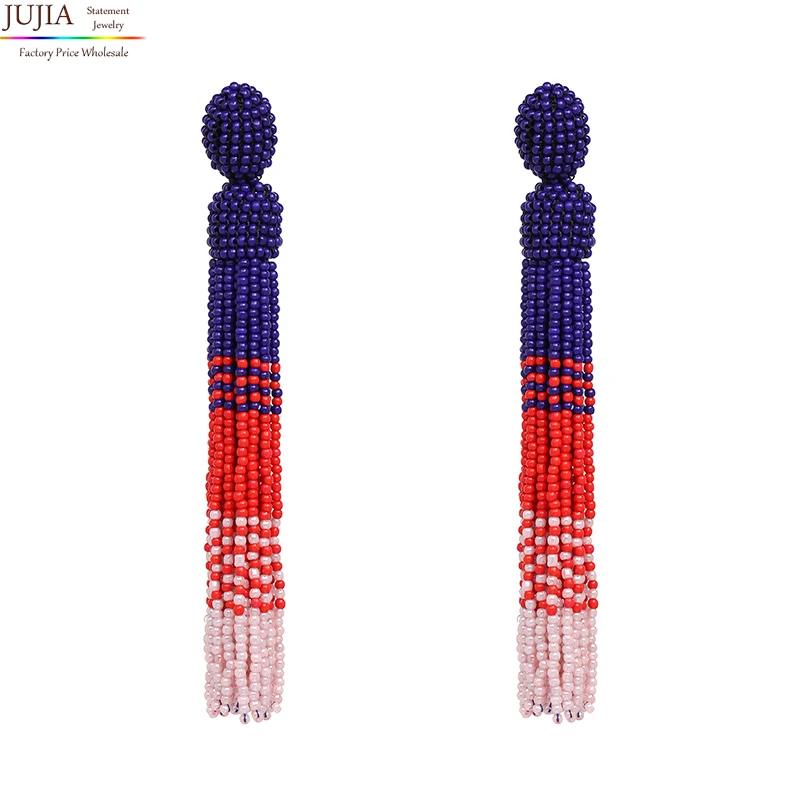 

JUJIA FIRENZE FRINGE DROPS earrings fashion women statement long beads tassel EARRINGS dangle drop Earrings for women
