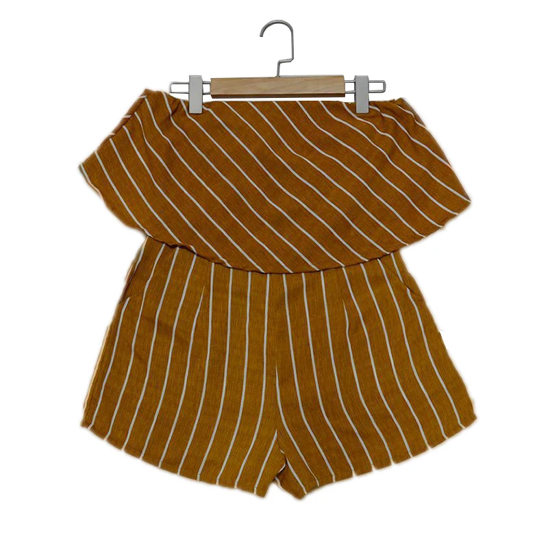 YELL ROLAN 2018 Women Summer Striped Playsuit Ladies Beach Party Hot Romper One Slash Backless Jumpsuit Boho Strapless Overalls Jumpsuits and Playsuits