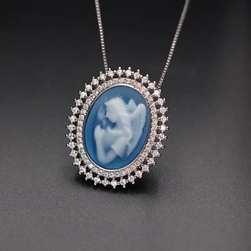 blue virgin mary necklace