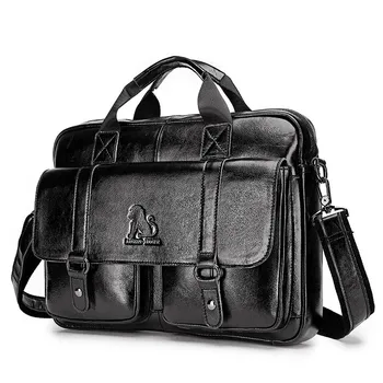 

Genuine Leather Briefcase Men Laptop Bag High Quality Men Messenger Bags Business Male Briefcases sac homme WBS722