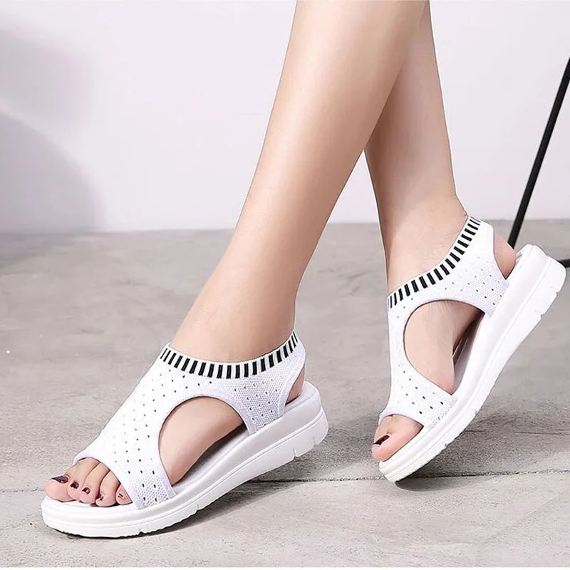 

Women Sandals 2019 New Female Shoes Woman Summer Wedge Comfortable Sandals Ladies Slip-on Flat Sandals Women Sandalias