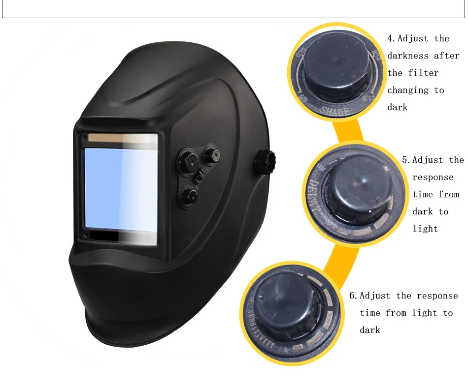 Из управления большой вид eara 4 дуговой датчик DIN5-DIN13 Солнечная Авто Затемнение TIG MIG MMA Сварочная маска/шлем/сварщик крышка/объектив/маска для лица