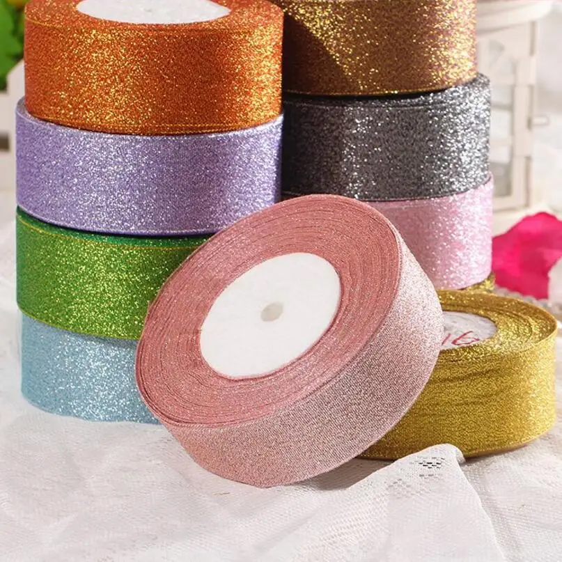 40mm Glitter Organza Ribbon 20m Colorful Gift Tapes Wedding Party Christms Decor 