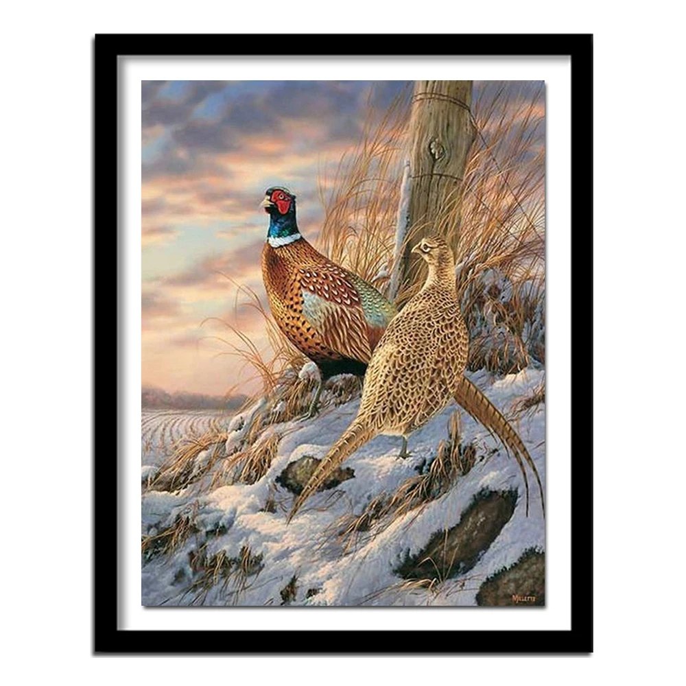 Pheasant на снегу 5D квадратные поделки Вышивка бисером Вышивание алмазной живописи